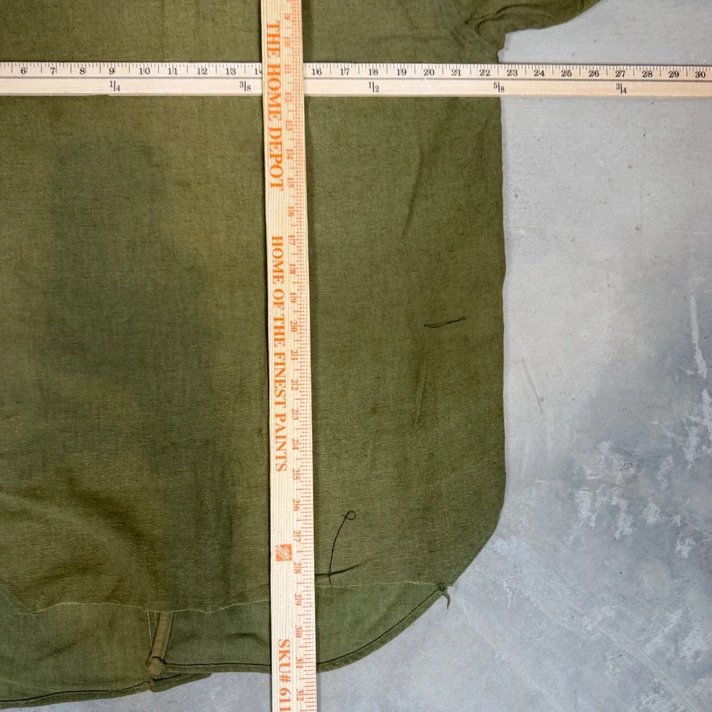Vintage 1940s Military Wool flannel Field Shirt Mens XL Olive Drab Distressed